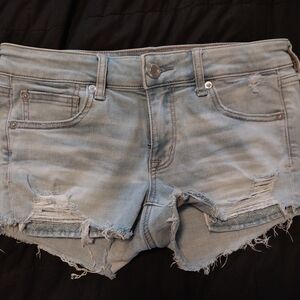 Distressed Light Blue Denim Shorts - American Eagle